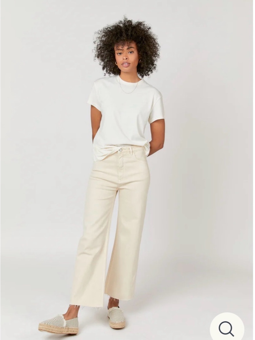 Oliver Logan Aberdeen" beige corduroy wide-leg cropped pants size 32 EUC